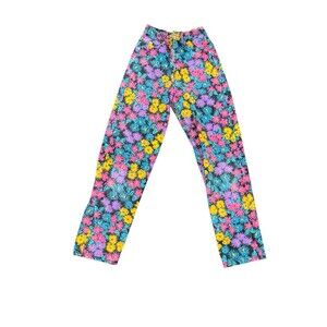 Vintage Panhandle Slim Floral High Waist Pants Made USA 80s 90s Juniors Size 1/2